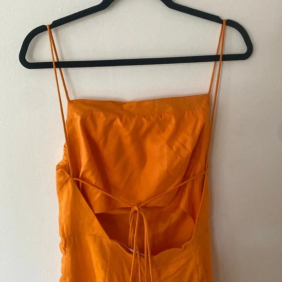 Ronny Kobo Clark Linen Blend Open Back Maxi Dress Ruched Bodycon Orange Size S - Picture 11 of 15